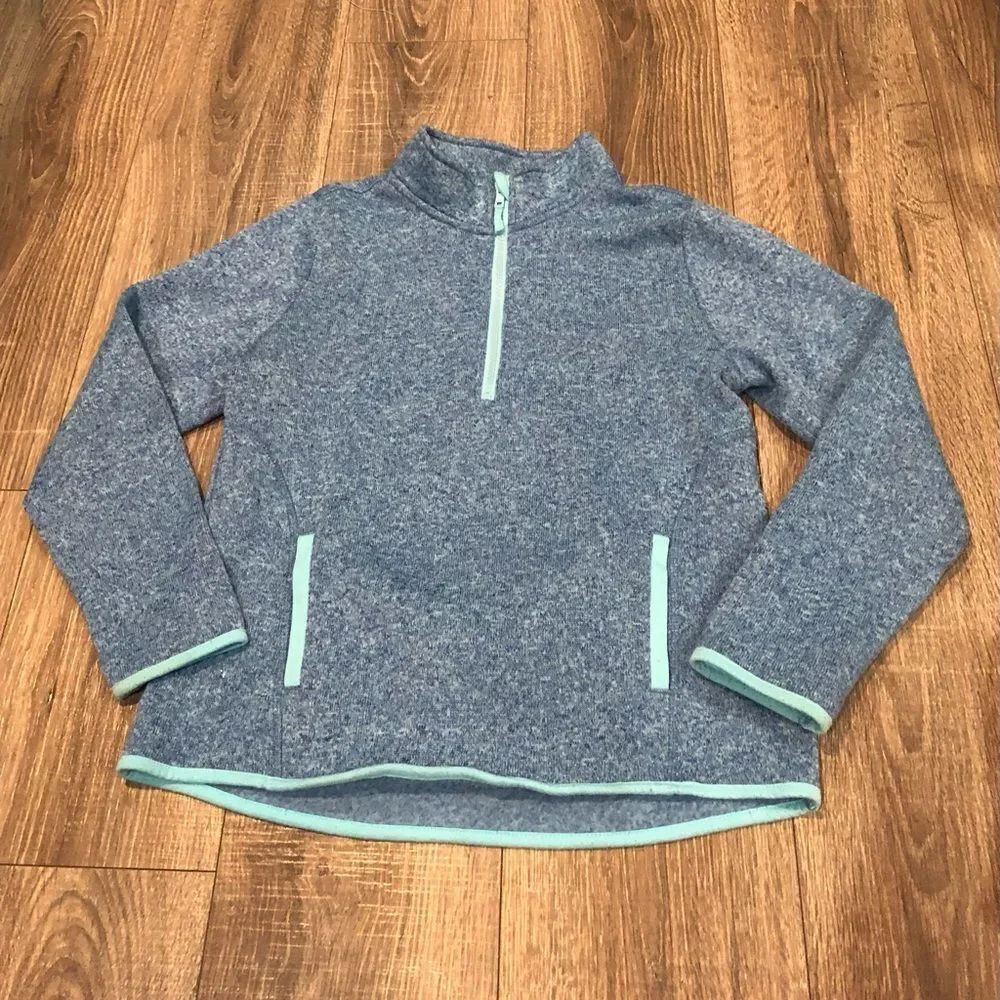 Athletic Works Quarter Zip Size 14-16 Blue Sweater with Aqua Trim
